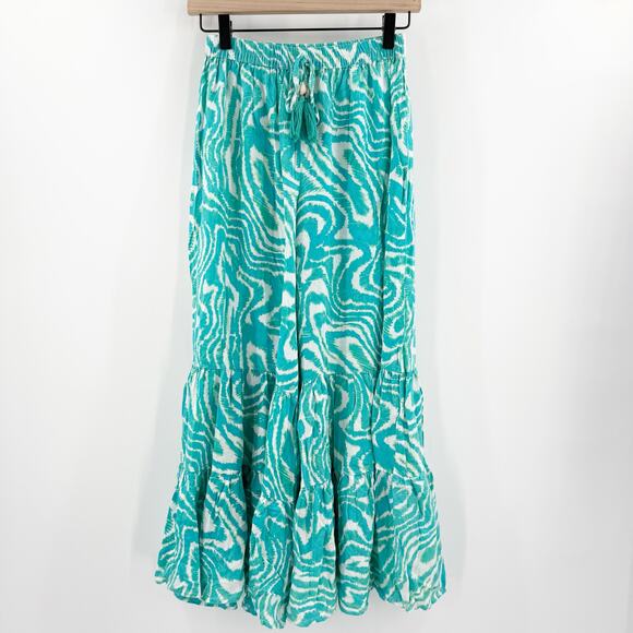 TRUE DESTINATIONS Palazzo Pants Size Medium Beach Resort Coastal Tiered Ruffle - Picture 1 of 10